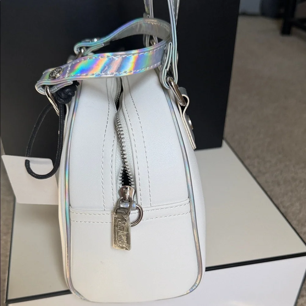 Von Dutch White Mini Dome Bag with Iridescent Handles - Picture 5 of 10